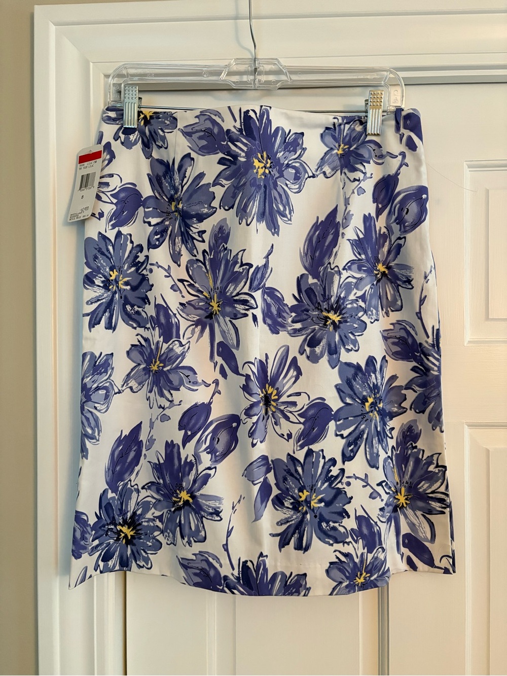 Blue Floral Print Skirt